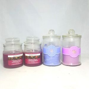 4 LOT candle black cherry, hydrangea & hyacinth, lilac